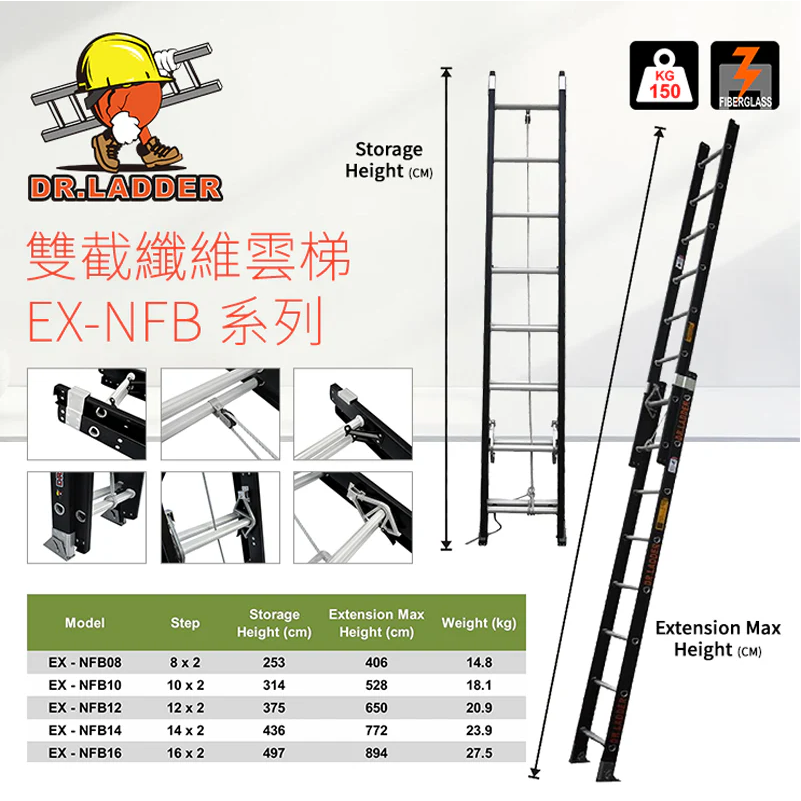 DR. LADDER 雙截纖維雲梯 EX-NFB 系列 (多款長度可選)